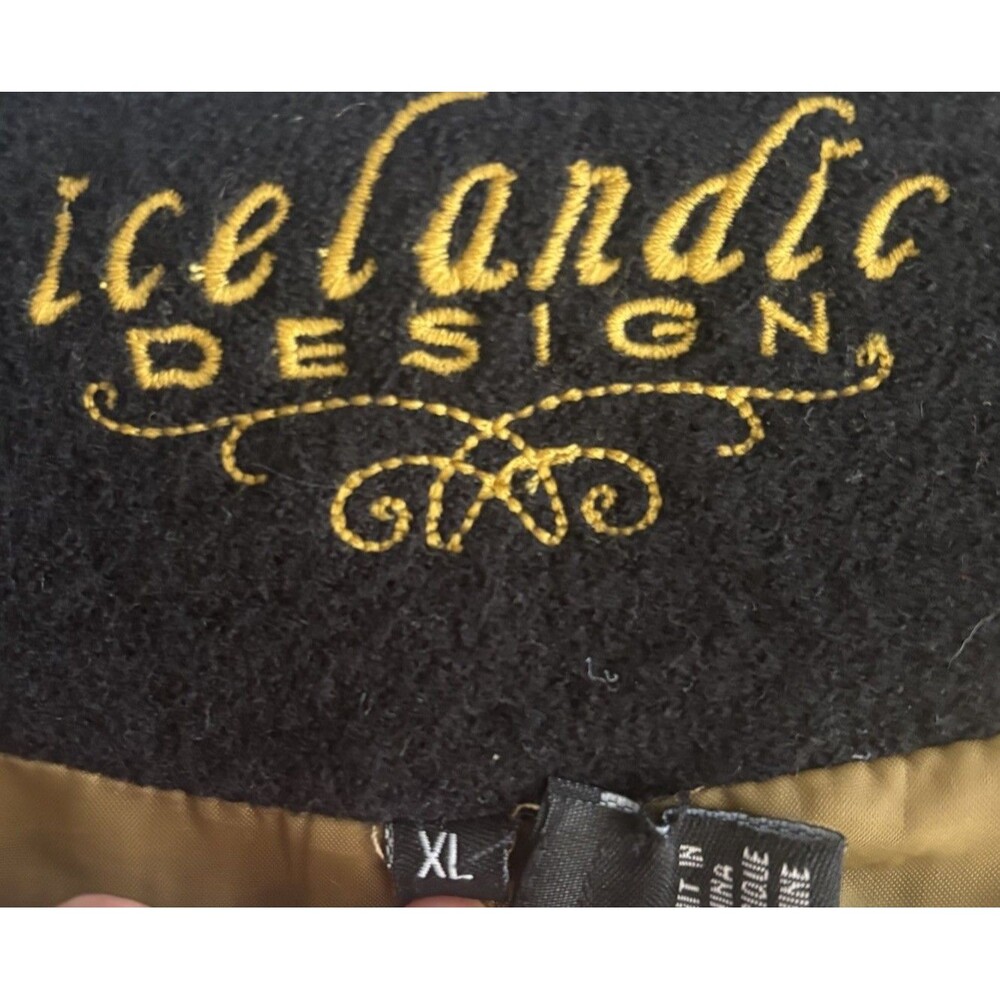 Icelandic Designs Vintage Women’s Black Wool Floral Embroidered Zip Up Jacket XL - Picture 6 of 7